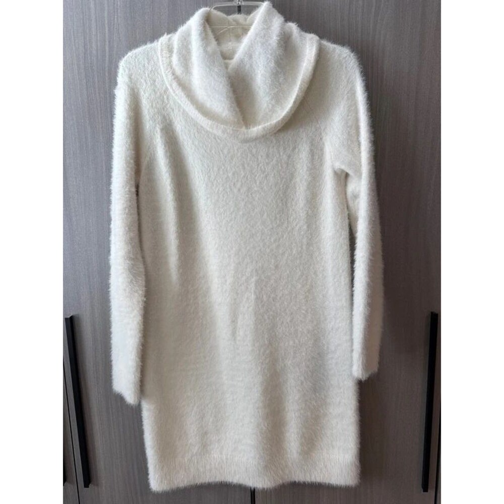 Lou & Grey Cream Eyelash Knit Cowl Neck Sweater Dress - Size XS
